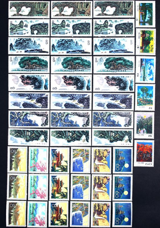 47■未使用 中国切手 T53 桂林山水 8種完 ×3 T55 シーサンパンナの風景 6種完 T42 台湾風光 6種完 ×3 48点 台湾風景