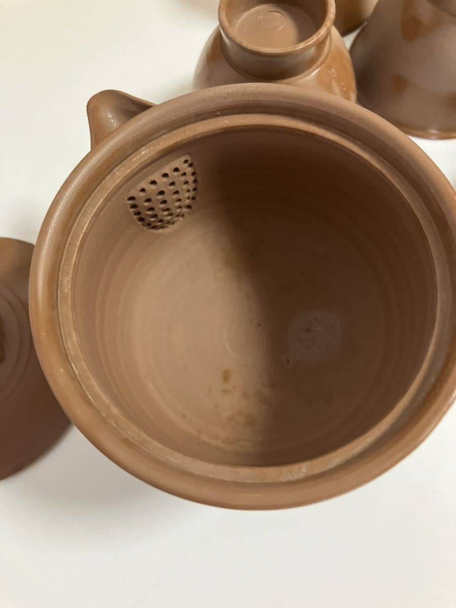 備前焼 泰山窯 茶器揃 宝瓶 湯冷 煎茶碗五客 共箱 煎茶