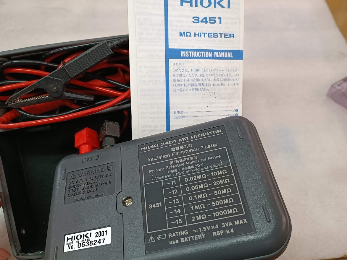 HIOKI 日置電機 絶縁抵抗計 3451-13 M HiTESTER メグオームハイテスタ