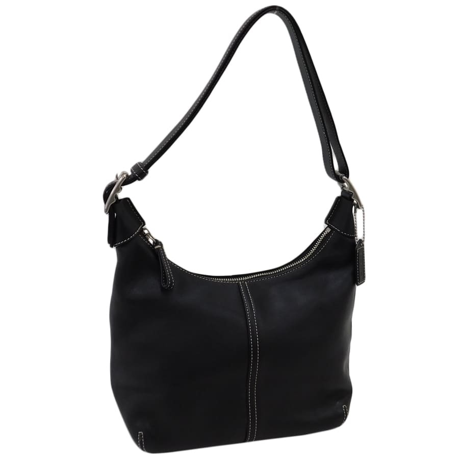 1円 ■ 新品同様 コーチ ショルダーバッグ 9566 ブラック系 レザー 肩掛け お洒落 COACH ■E.Bmu.An-25
