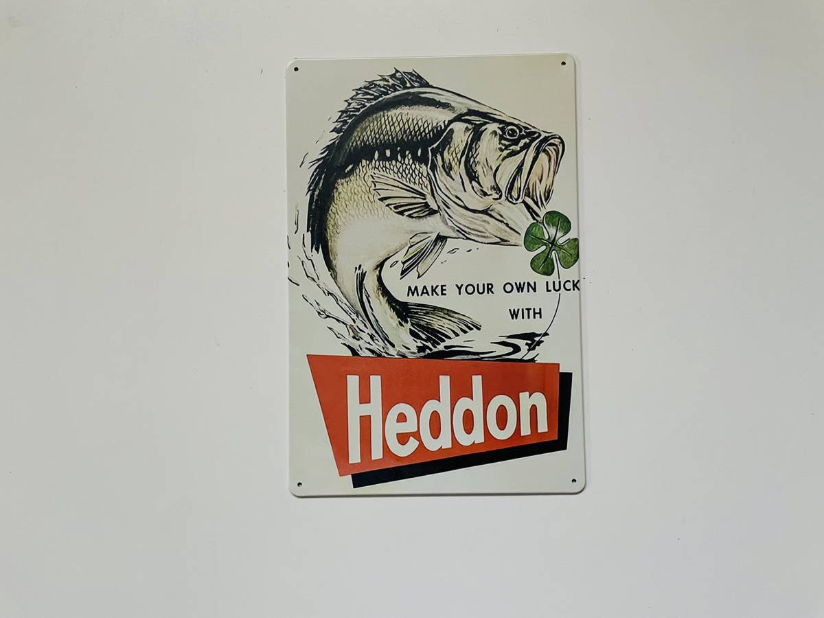 ブリキ看板 20×30㎝ Heddon へドン オールドルアー ZEAL ズイール バス