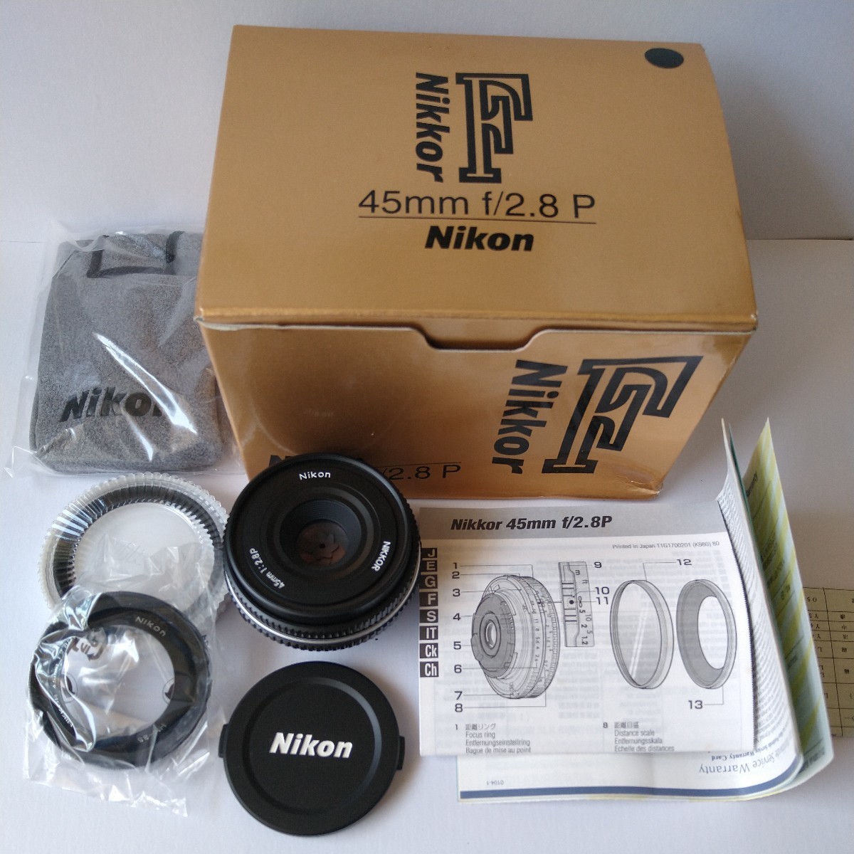 Nikon ニコン Ai Nikkor 45mm f2.8P パンケーキレンズ 元箱完備 F 