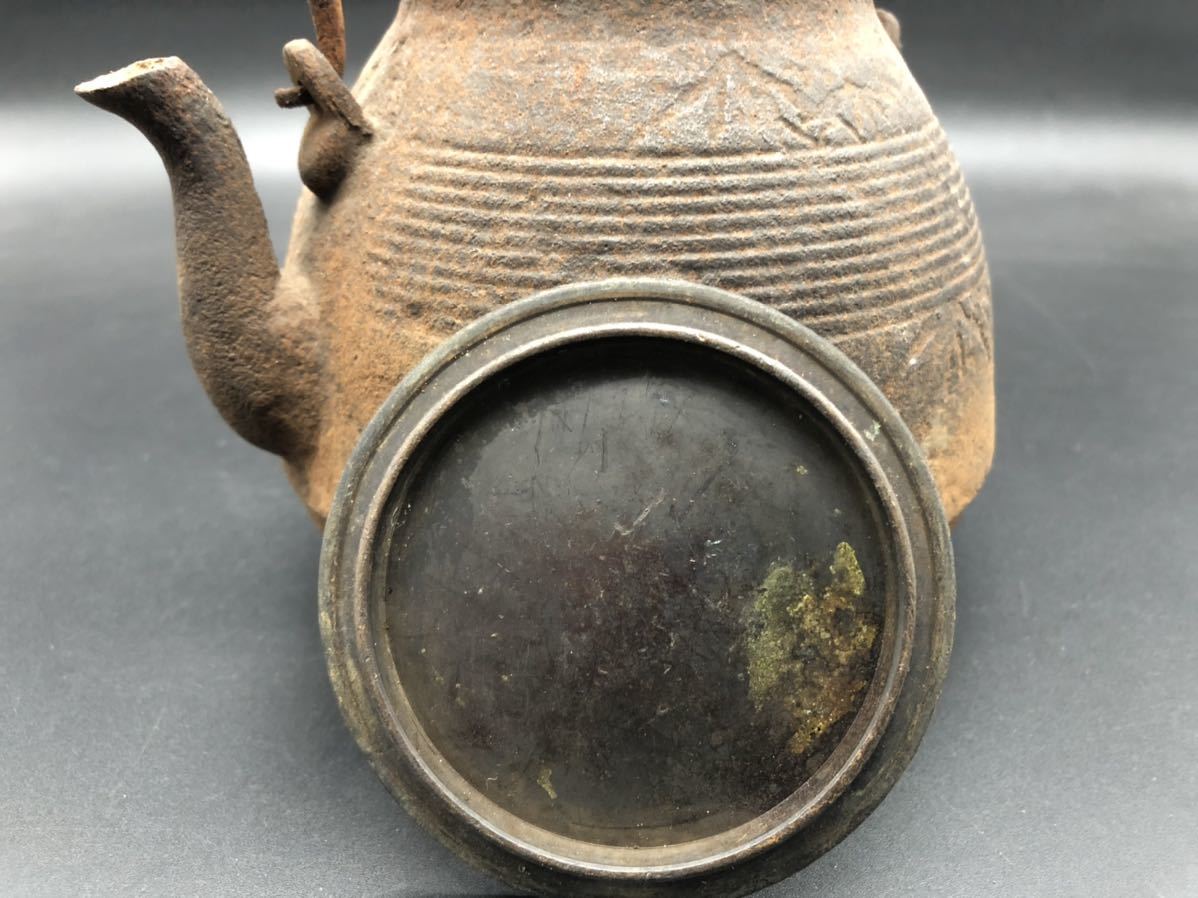 鉄瓶 煎茶道具 銅蓋 蘭花紋 南部鉄瓶 鉄蓋 煎茶道具 鉄瓶 南部鉄器