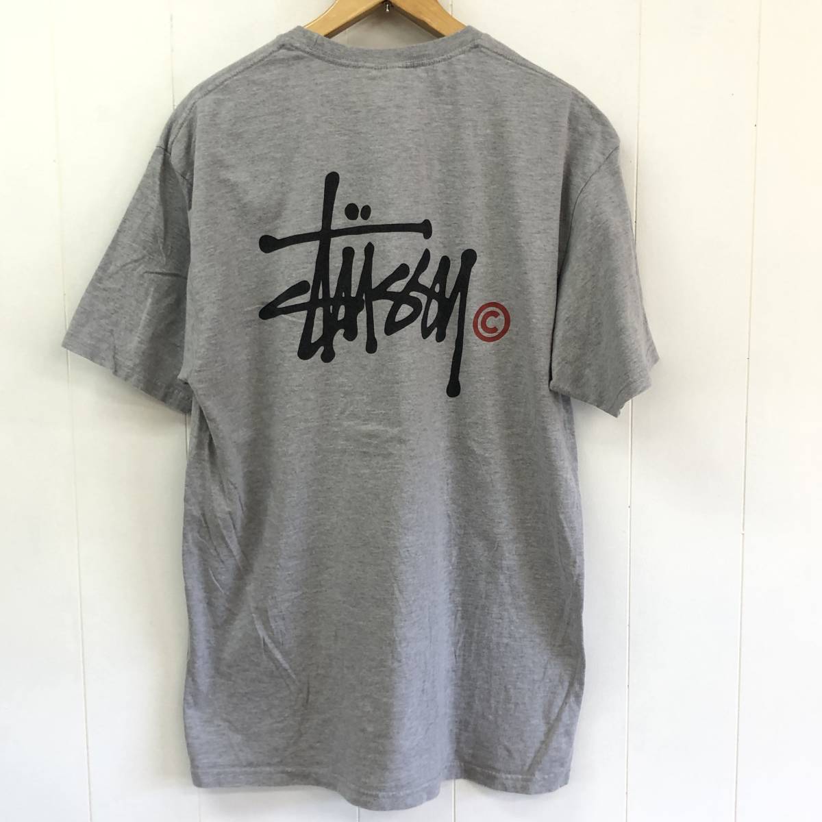 stussy 半袖Tシャツ　グレー　Lサイズ ステューシー　定番ロゴ　オールド　ビンテージ　90s ストリート　スケート　サーフ　