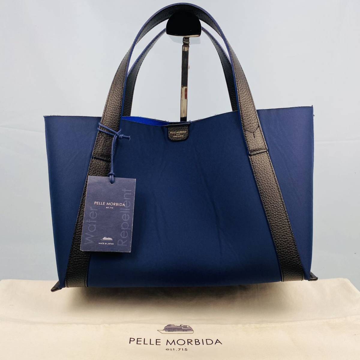 ★美品★ 即決 pelle morbida Tela Marina テーラマリーナ ナイロン レザー ネイビー ブラック ペッレモルビダ TE007B