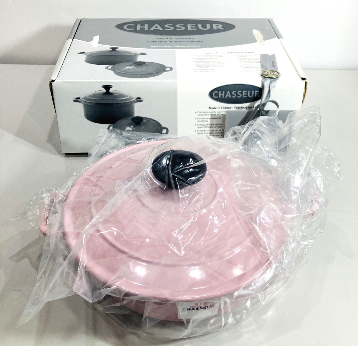 76】1円～ 未使用保管品 CHASSEUR シャスール 両手鍋 20㎝ ピンク