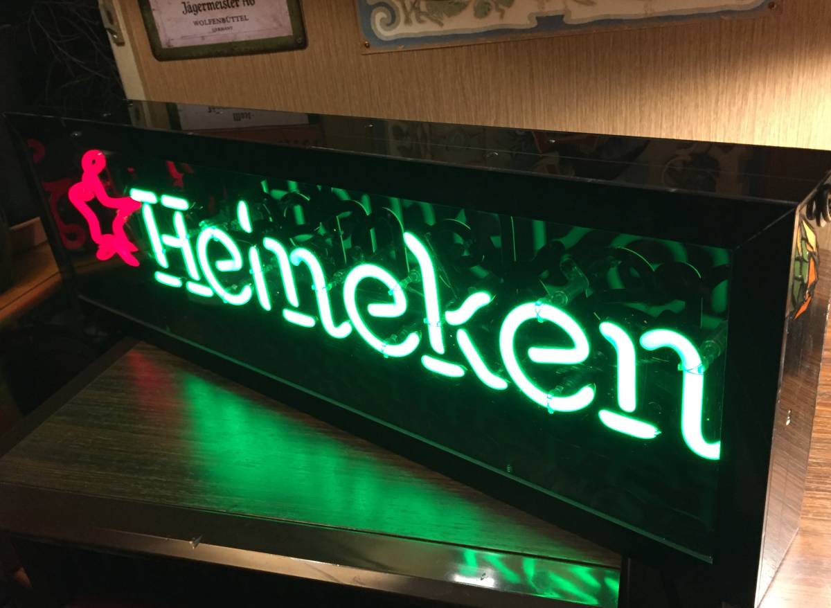 希少 ハイネケン ガラス ネオン管 ビール 電飾 看板 ライト サイン 