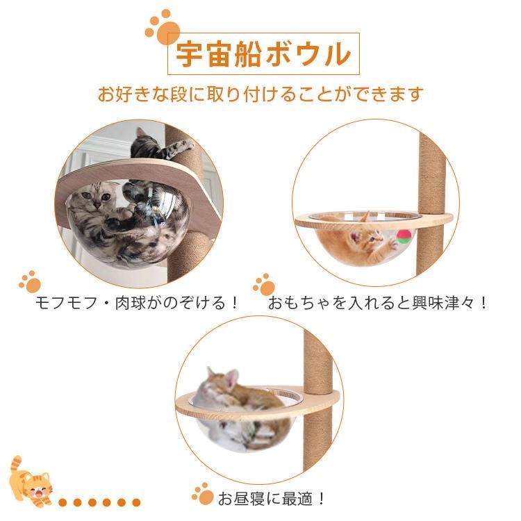 キャットタワー 突っ張り 木製 猫タワー おしゃれ スリム 爪とぎ 猫 突っ張り型 木登りタワー つっぱり | 省スペース 公式RAKU 突っ張りタイプ ネコ
