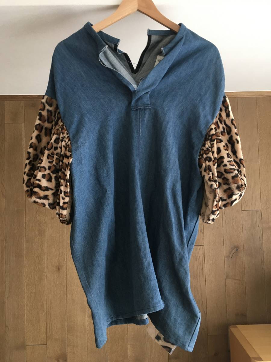 美品　ジュンヤワタナベ(JUNYA WATANABE)　デニム　レオパード　ワンピースS　AD2017