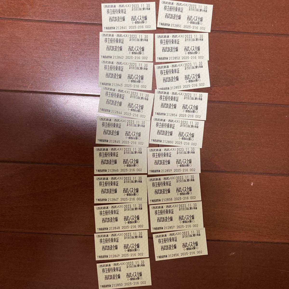 西武鉄道 西武バス 株主優待乗車証 (きっぷ) 19枚セット 【送料無料】