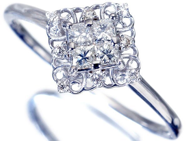 人気SALE，新作 1円 ジュエリー極 良質な輝き 良質プリンセス＆ラウンドカットダイヤモンド0.20ct 高級K18WGリング t2963JitkWVG(ホワイトゴールド台)｜売買されたオークション情報、yahooの商品情報をアーカイブ ゴールド台