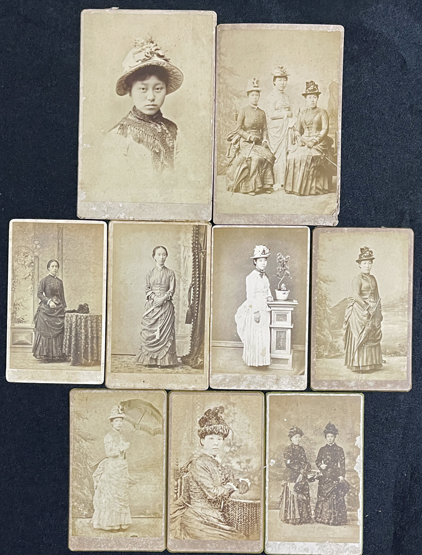 ◇明治期鶏卵紙手札版古写真◇役者関係4枚 ◇明治