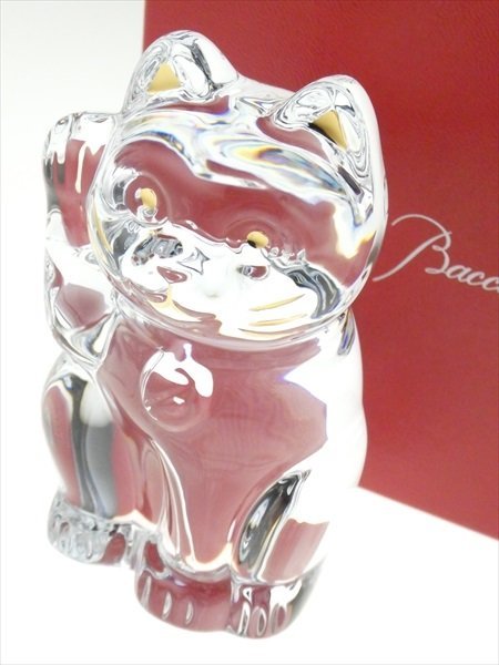 N794 Baccarat バカラ クリスタル ラッキーキャット 招き猫 フィギュ