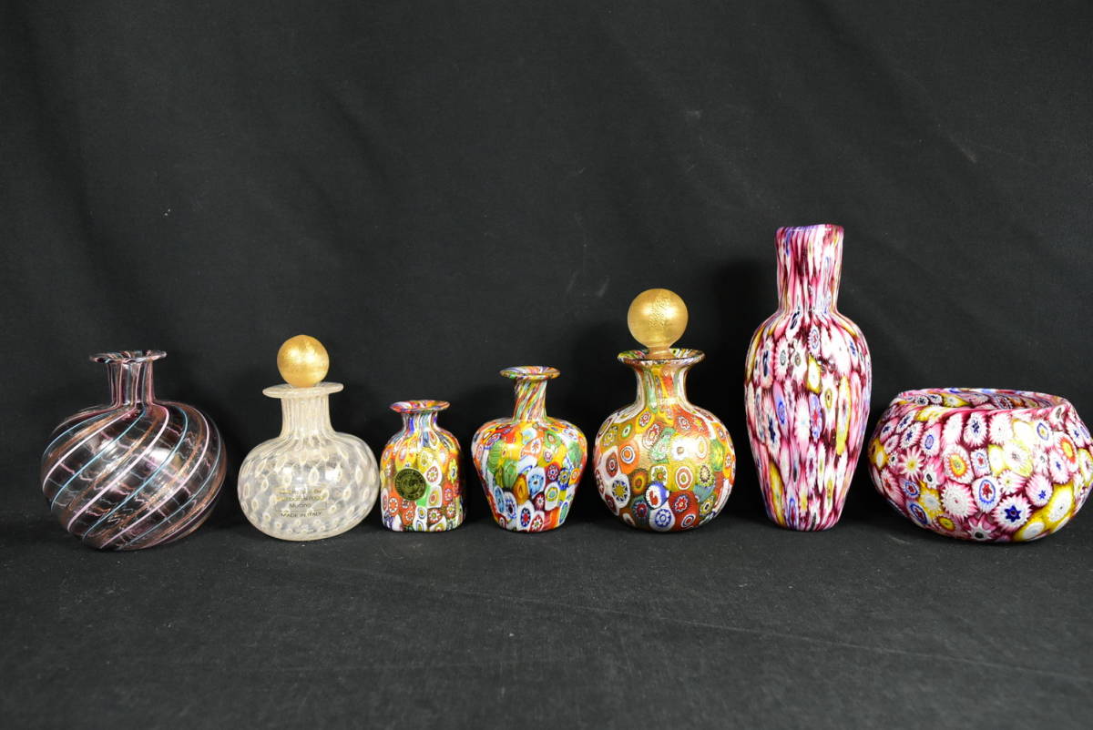 美品MURANO ムラーノ ガラス 香水瓶 パフュームボトル 花瓶 サイン入り