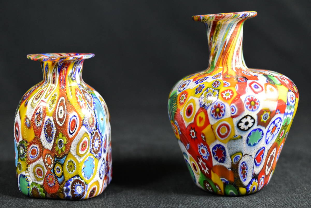 美品MURANO ムラーノ ガラス 香水瓶 パフュームボトル 花瓶 サイン入り