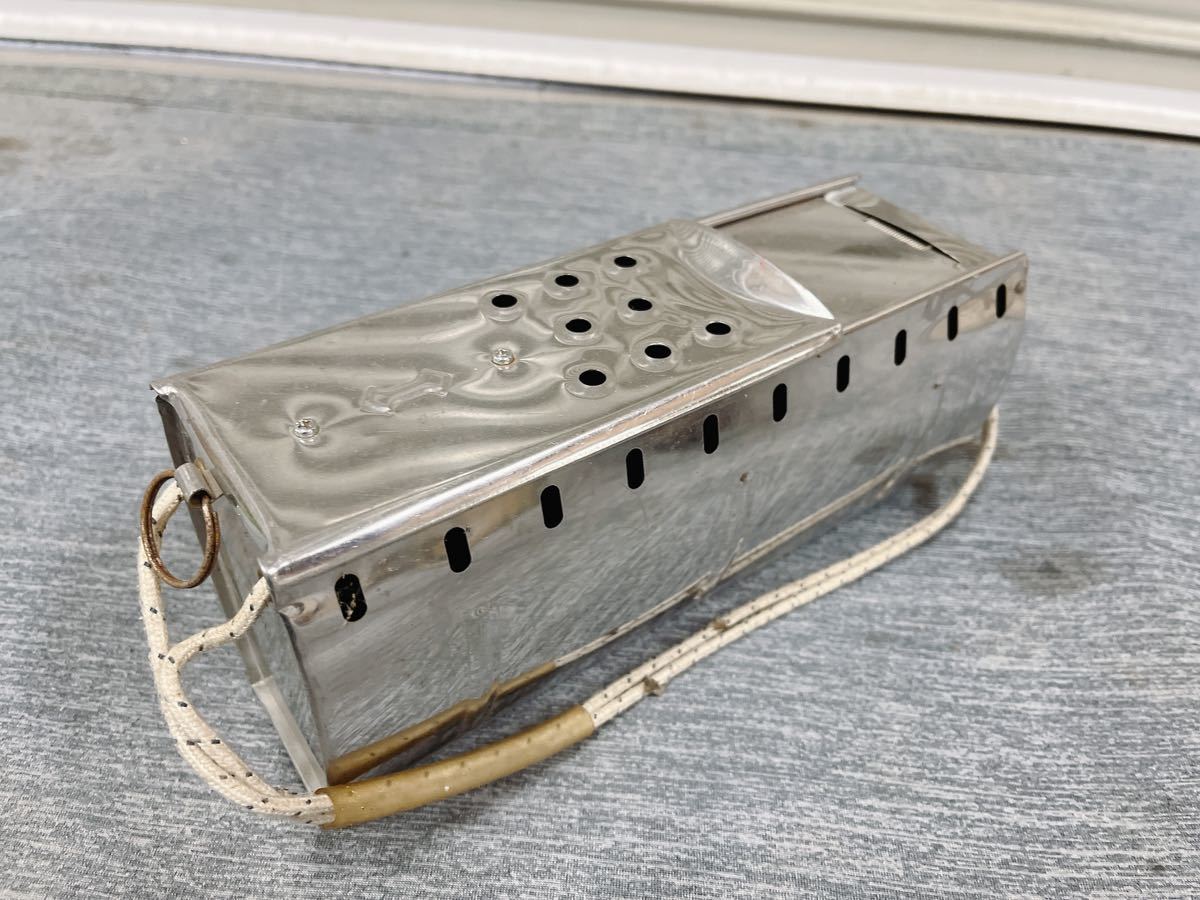 中古 釣り道具 渓流釣り 鮎 魚籠 竹籠 ステンレス 鮎缶 オトリ缶 エサ