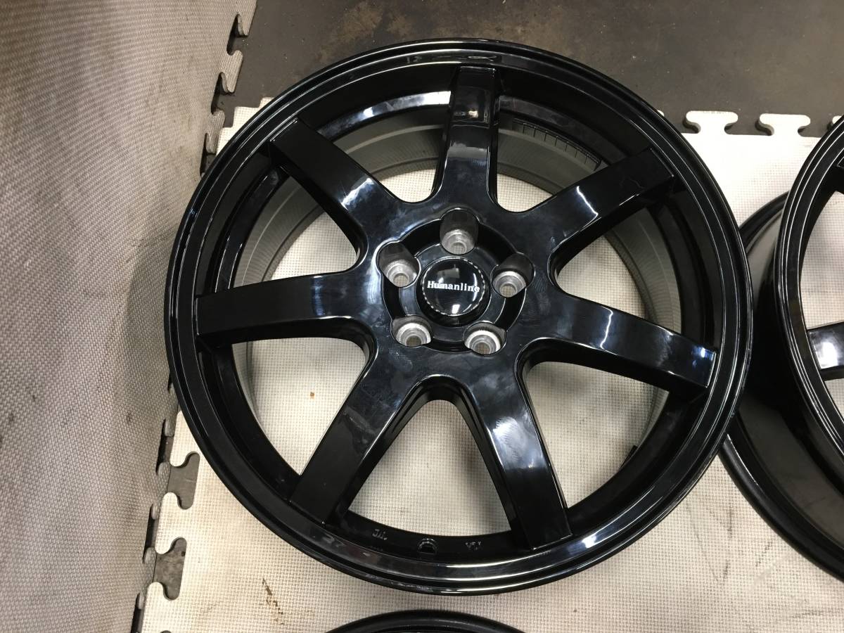 程度良【17×7J インセット+48 PCD100 5H】Humanlineアルミホイール 4本