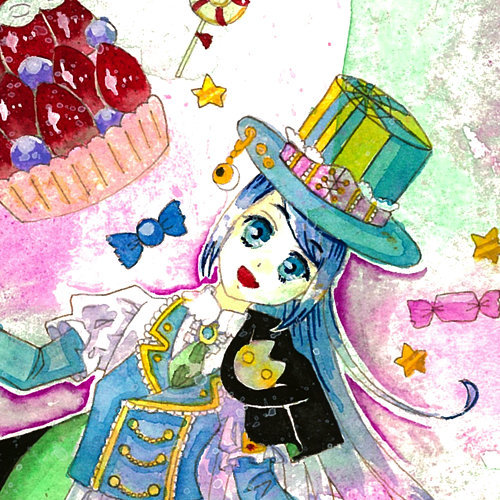 【水彩画】送料無料★同人手描きイラスト★オリジナル/王子ロリ/お菓子