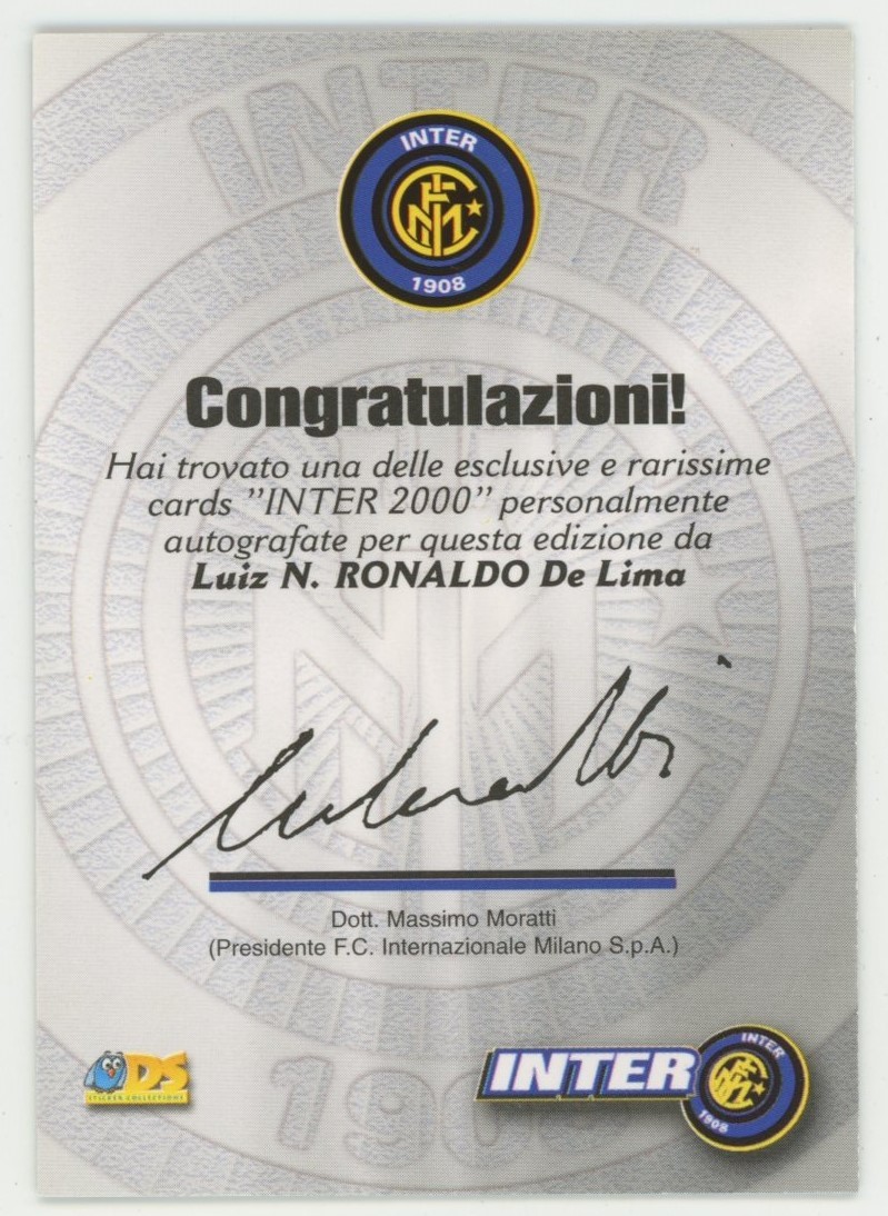 Ronaldo/ロナウド 2000 DS Inter インテル 直書き 直筆サインカードの 