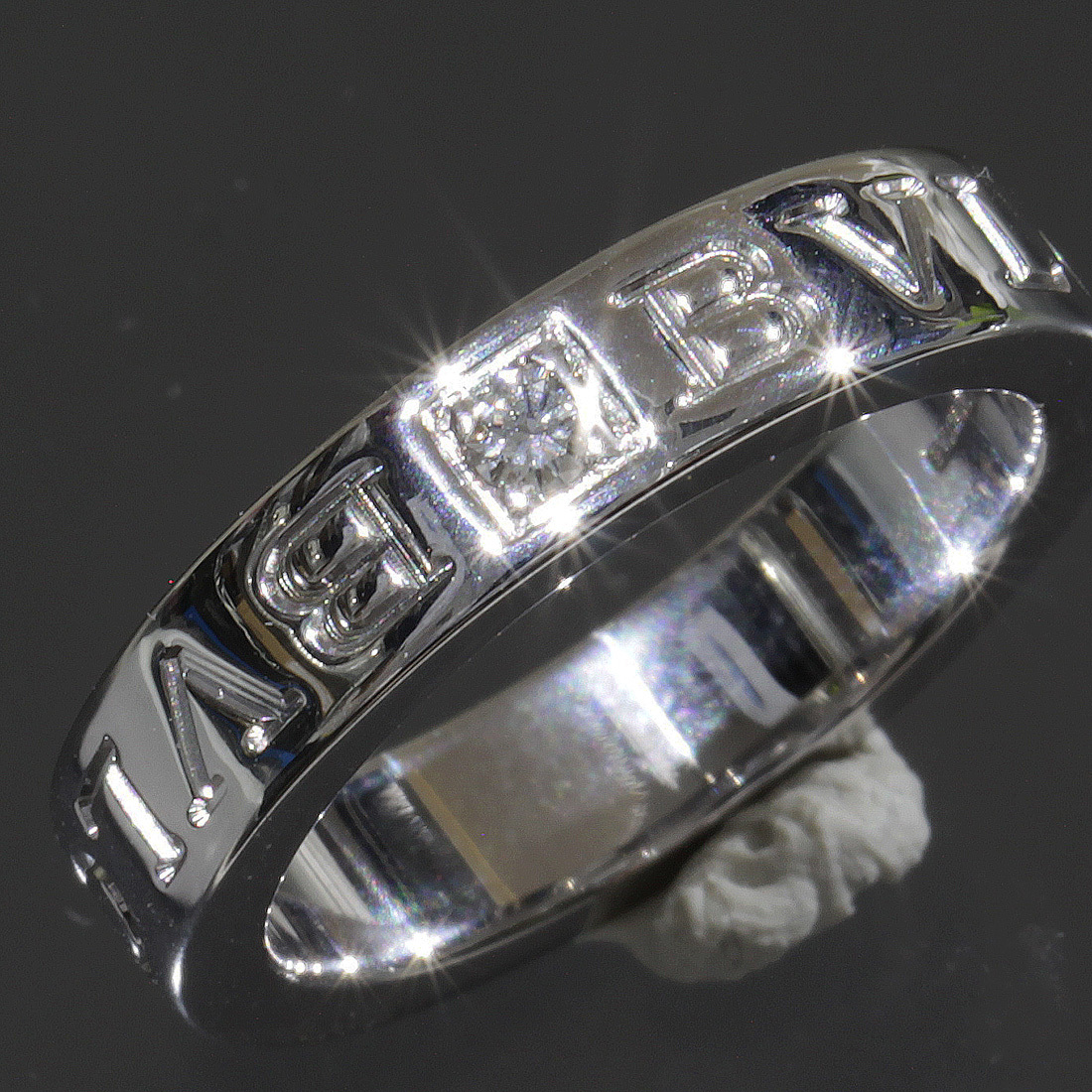 ブルガリ ダブルロゴ ダイヤ リング 7.5号 K18WG 6.1g 箱●指輪 新品仕上済 BVLGARI 5074A