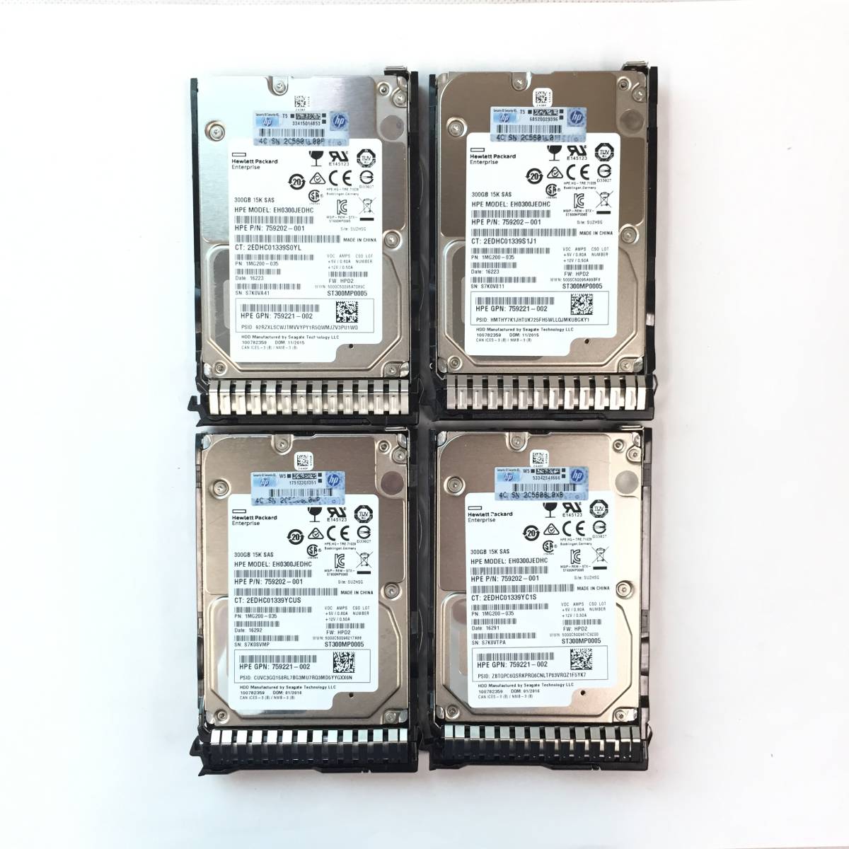 K5060575 HP 300GB SAS 15K 2.5インチ HDD 4点【中古動作品】