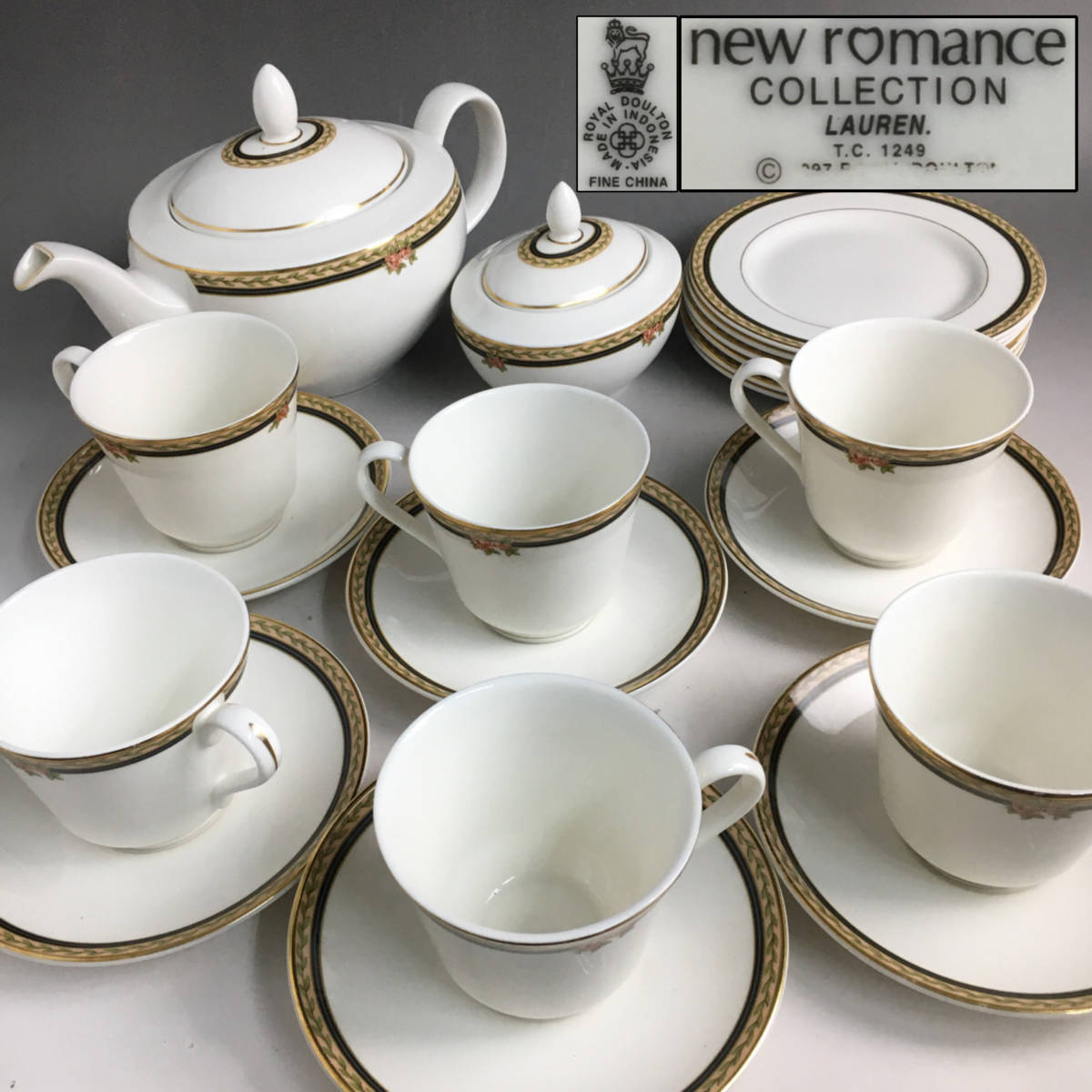 ロイヤルドルトン 薔薇のトリオのティーセット 12点 KI19/15 ロイヤル