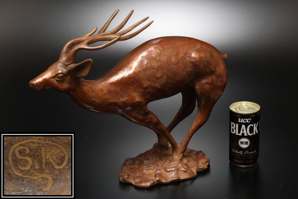シカの銅板 置物 1個鹿 工芸 置物 銅製品