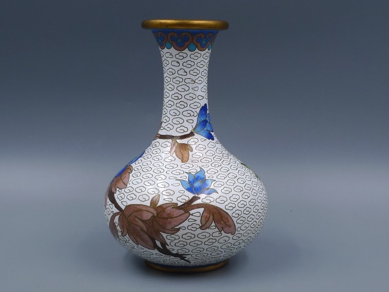 時代 中国古玩 唐物 古七宝 七宝焼 景泰藍 花瓶 花入 細密細工 時代物