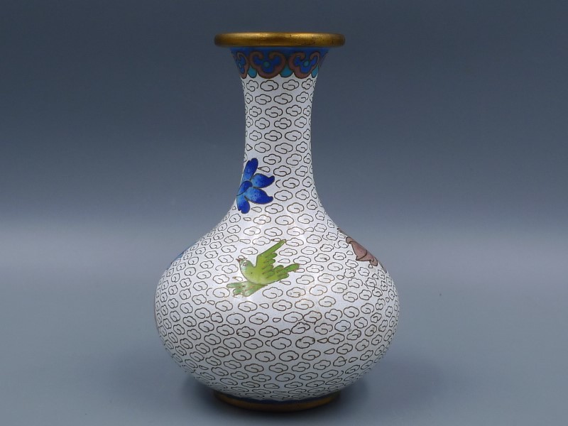 時代 中国古玩 唐物 古七宝 七宝焼 景泰藍 花瓶 花入 細密細工 時代物