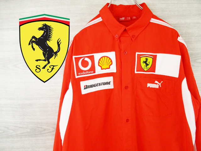 M85y Ferrari●フェラーリ＜長袖シャツ＞Mサイズ●Ricicli17