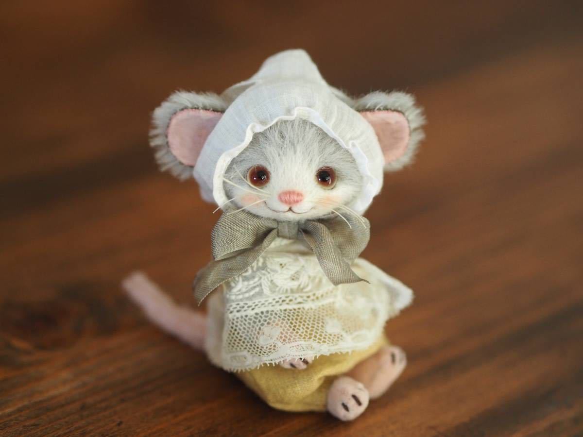 羊毛フェルト人形 ねずみさん、ハンドメイド くずれる