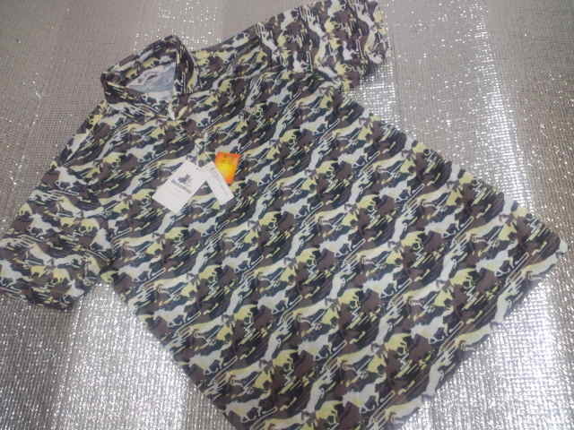 BGS9710XF◆Black&White◆新品◆ホース柄◆ＬＬ◆春夏◆ブラック＆ホワイト◆半袖プリントシャツ