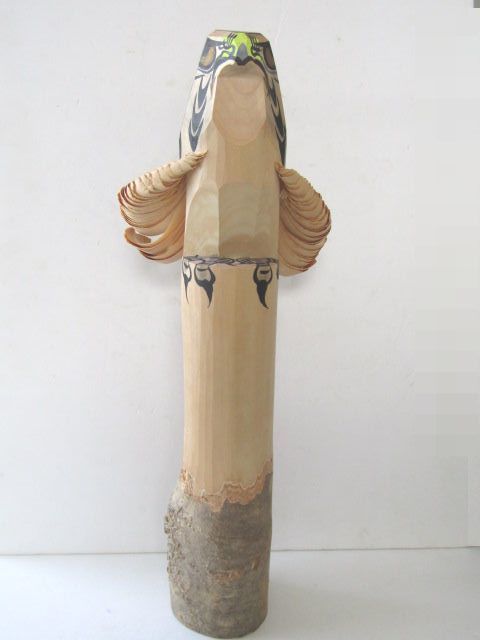 ◇笹野一刀彫 お鷹ぽっぽ/こけし 高さ43cm 箱付 山形県伝統工芸◇(木工