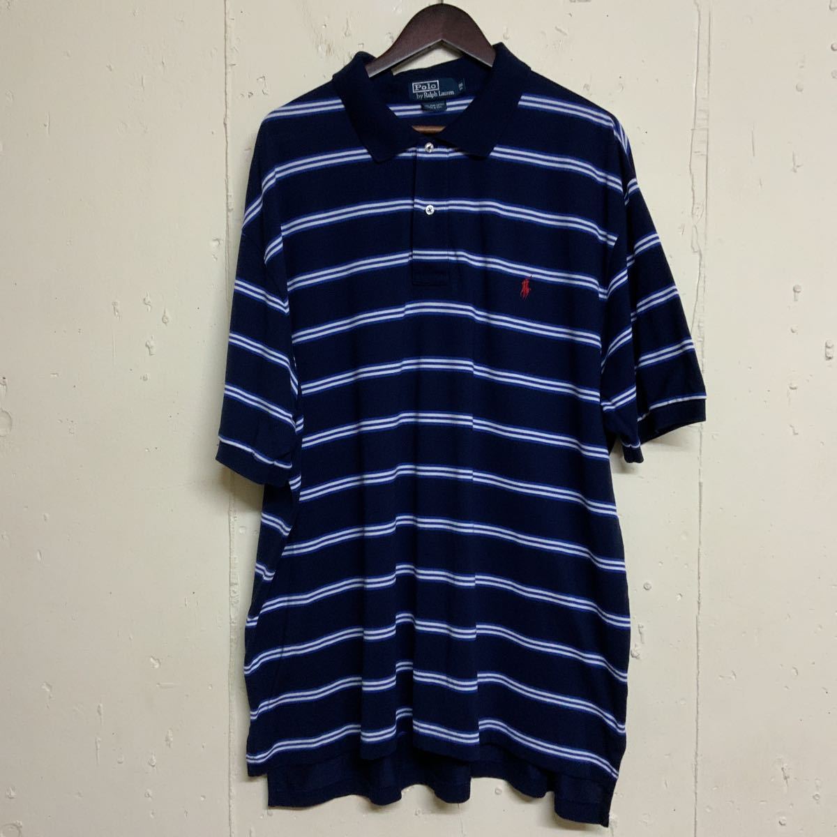 ポロバイラルフローレンPolo by Ralph Lauren 半袖ポロシャツボーダー柄ビッグサイズメンズ3XL古着
