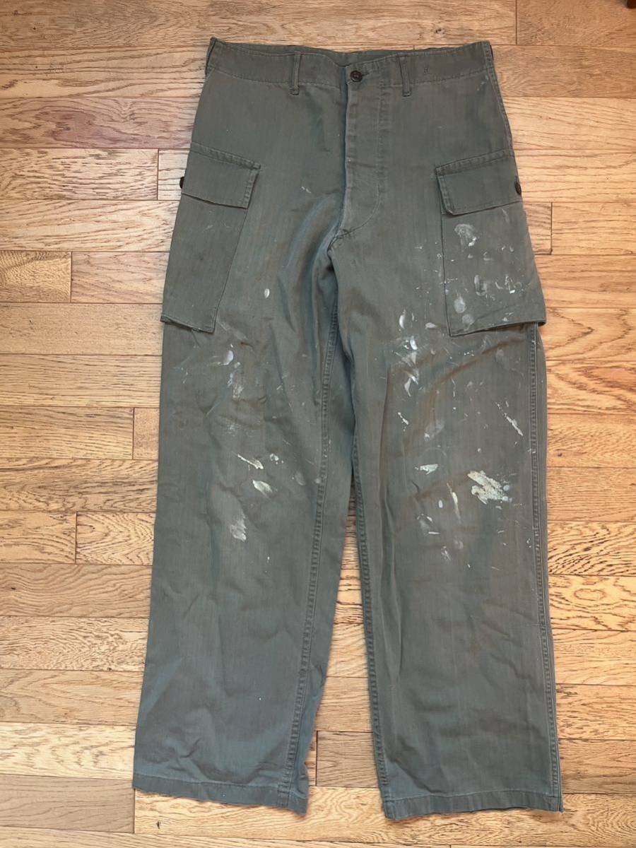 VINTAGE】U.S.ARMY 40s M43 HBT サイドカーゴパンツ / ヴィンテージ 