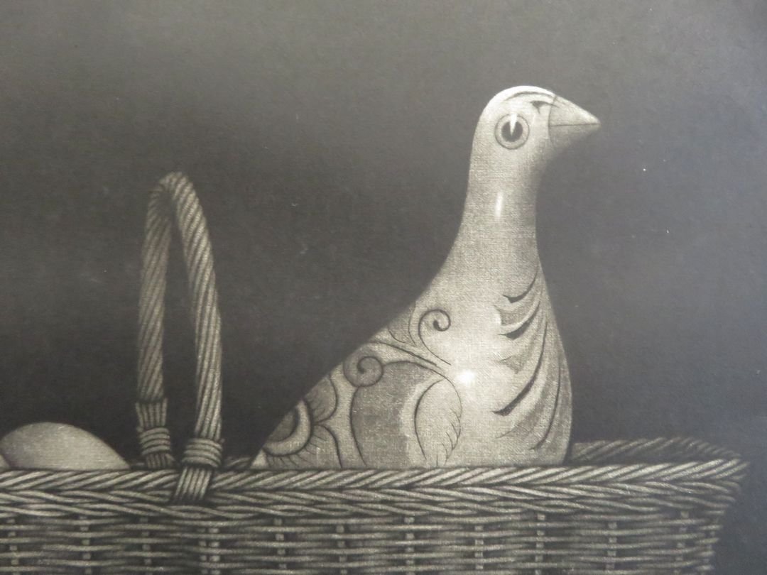 □銅版画□ 佐藤暢男 『メキシコの鳩』 直筆サイン 1972年作