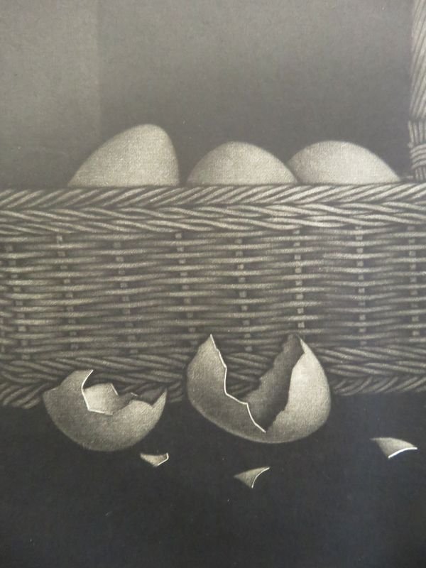 □銅版画□ 佐藤暢男 『メキシコの鳩』 直筆サイン 1972年作