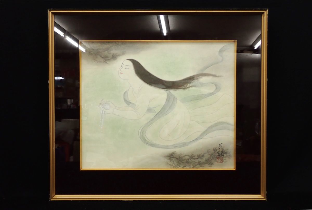 人気SALE，セール 絵画03 山口芽能 美人画 画寸約37.5 45cm/額装/日本画/消費税0円(人物、菩薩)｜売買されたオークション情報、yahooの商品情報をアーカイブ公開 - オークファン 人物、菩薩
