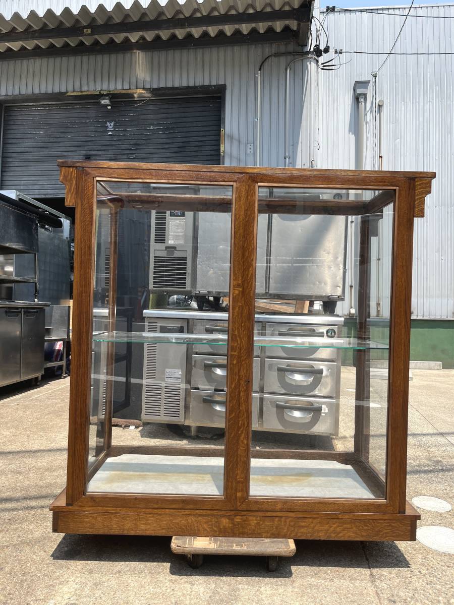 無垢材 ガラスショーケース 展示ケース 横125cm奥行き50cm高さ122cm