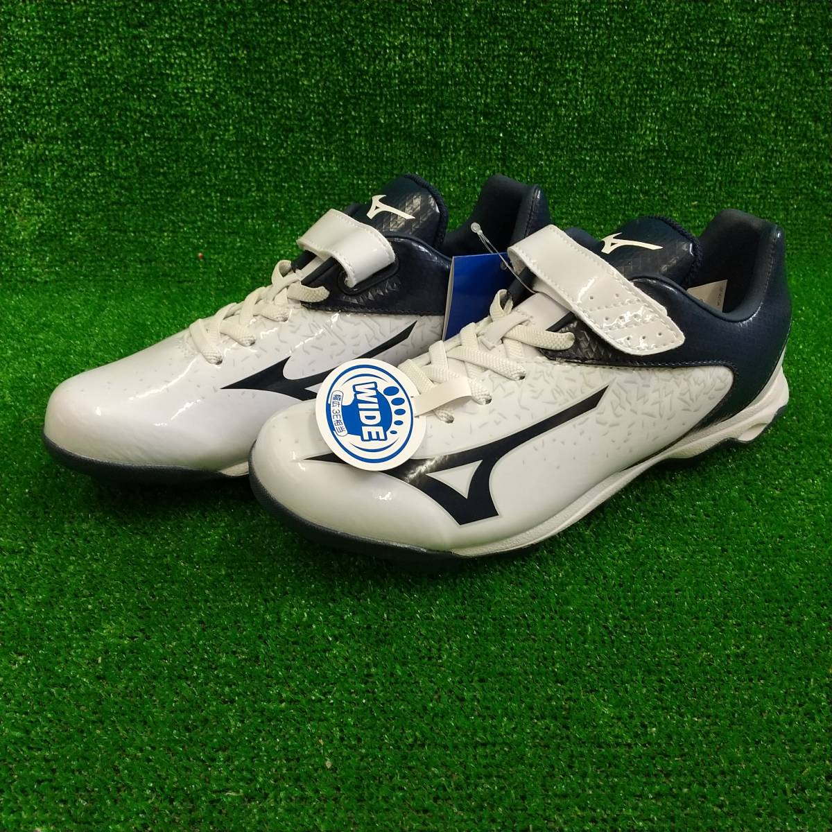 36 激安 ミズノ スパイク ベルト式 23.5cm ホワイト×ネイビー 11GP192514 新品