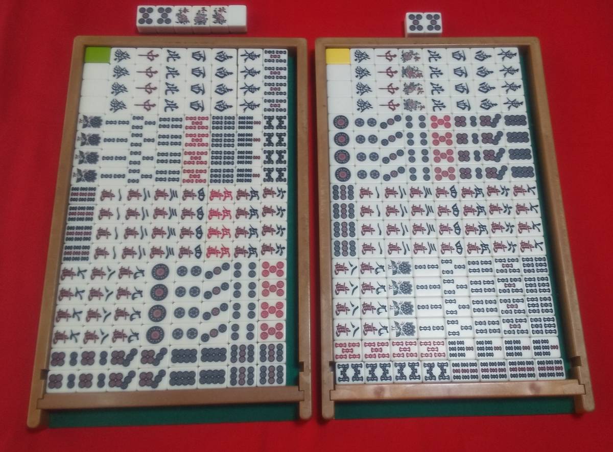 全自動麻雀卓麻雀牌 かきぬま 2面 黄色＆緑色 起家マーク 点棒 焼き鳥 