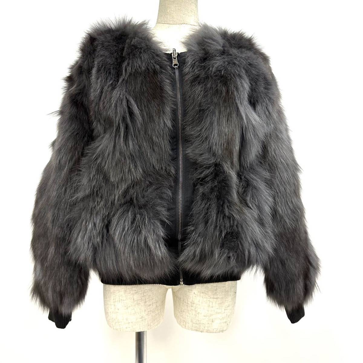 【七福】fk2355 ハーフコート フォックスコート カラーフォックス リバーシブルコート 狐皮 fox 身丈 約 60cm