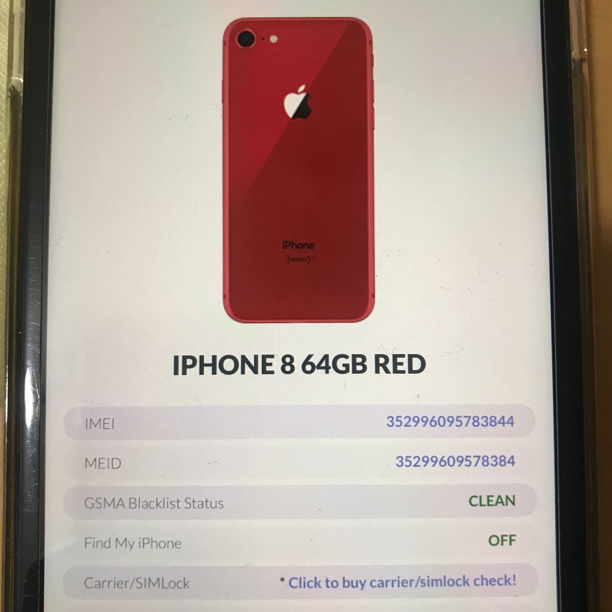 64GB iPhone8 レッド SIMフリー ジャンク品 0 iPhone 1 本体のみ