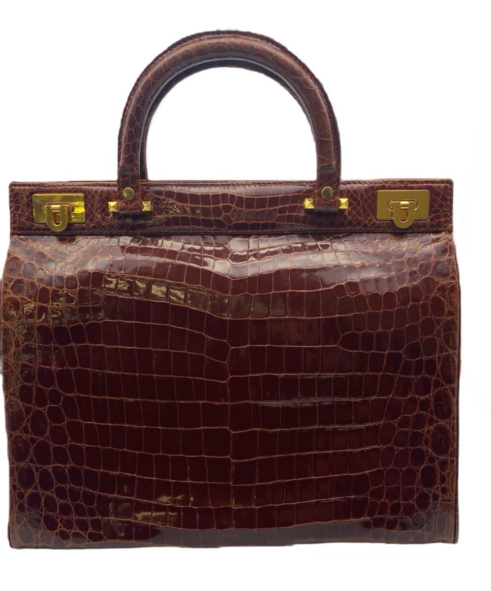 早　1円〜　GENUINE CROCODILE SKIN 純正クロコダイル バッグ 1レディース ハンドバッグ おしゃれ かわいい 高級 現状品 