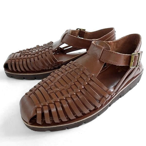 ■STEVEN ALAN スティーブンアラン 新品 上質リアルレザー 本革 グルカサンダル レザーサンダル シューズ 24448 BR 42 ▲030▼bus8862e