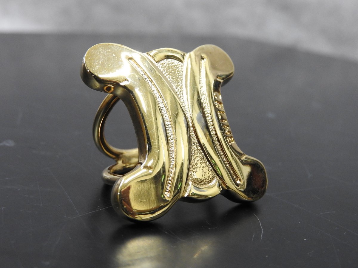 中古CELINE セリーヌ GP ロゴ サークル スカーフリング 〇【神殿店