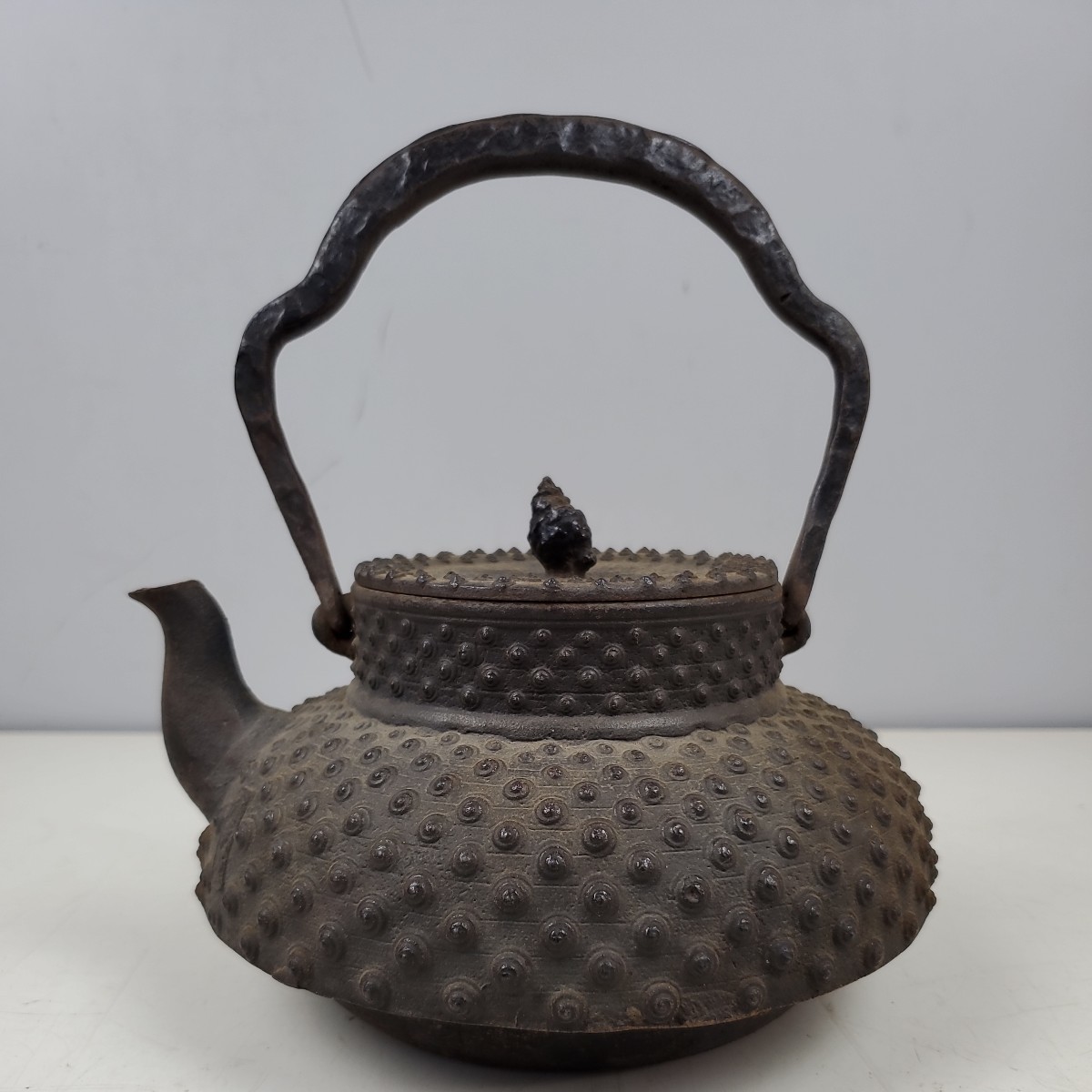 w6544 鉄瓶 清光堂 南部 煎茶道具 茶道具 急須 骨董品 アンティーク ヴィンテージ アラレ模様 古道具 古民具 鉄器 工芸品 