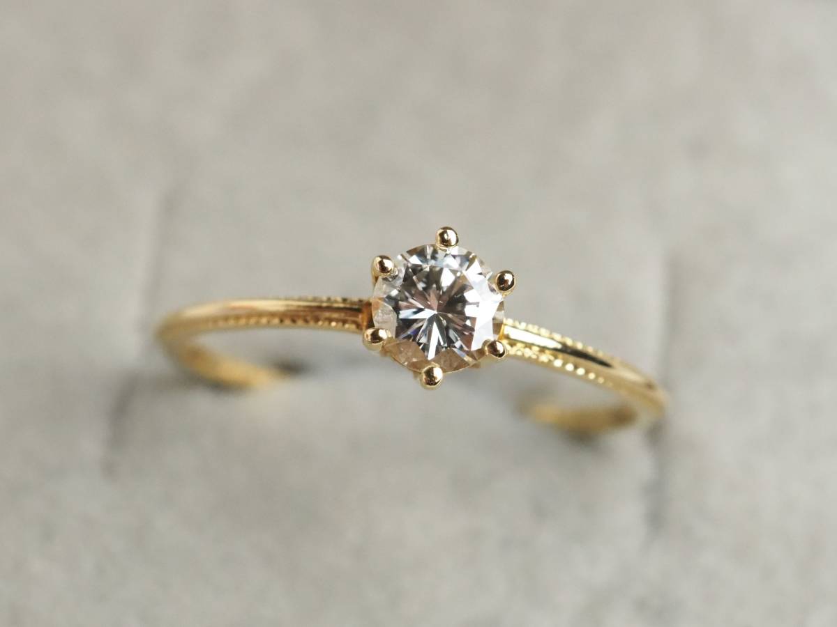 1306J鑑定書付き dress a dress プリンセスリング K18ゴールド 天然ダイヤモンド 0.276ct/1.2g リング 指輪 ♯13号
