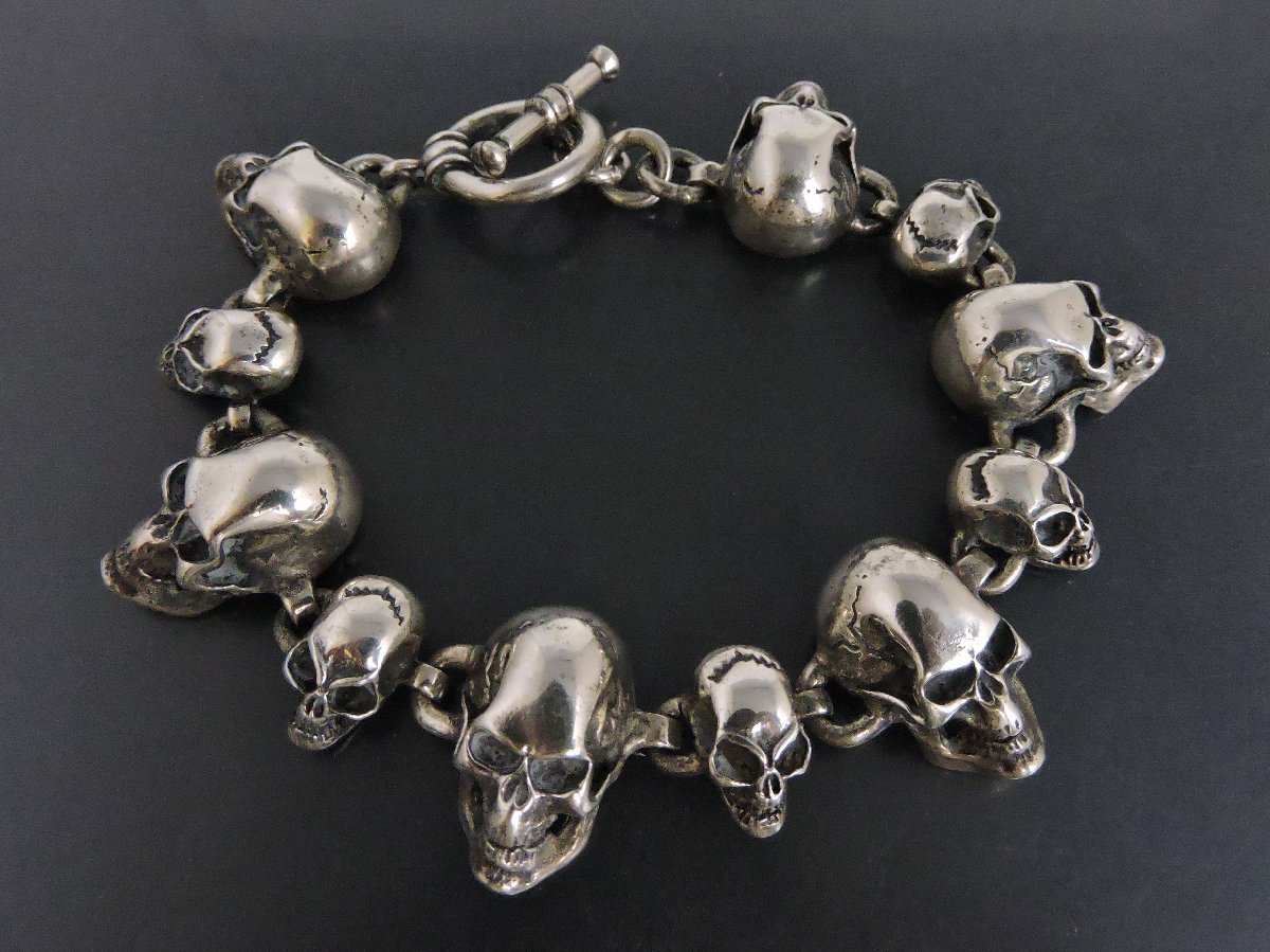 シルバー925 ブレスレット ドクロ スカルヘッド デザインチェーン