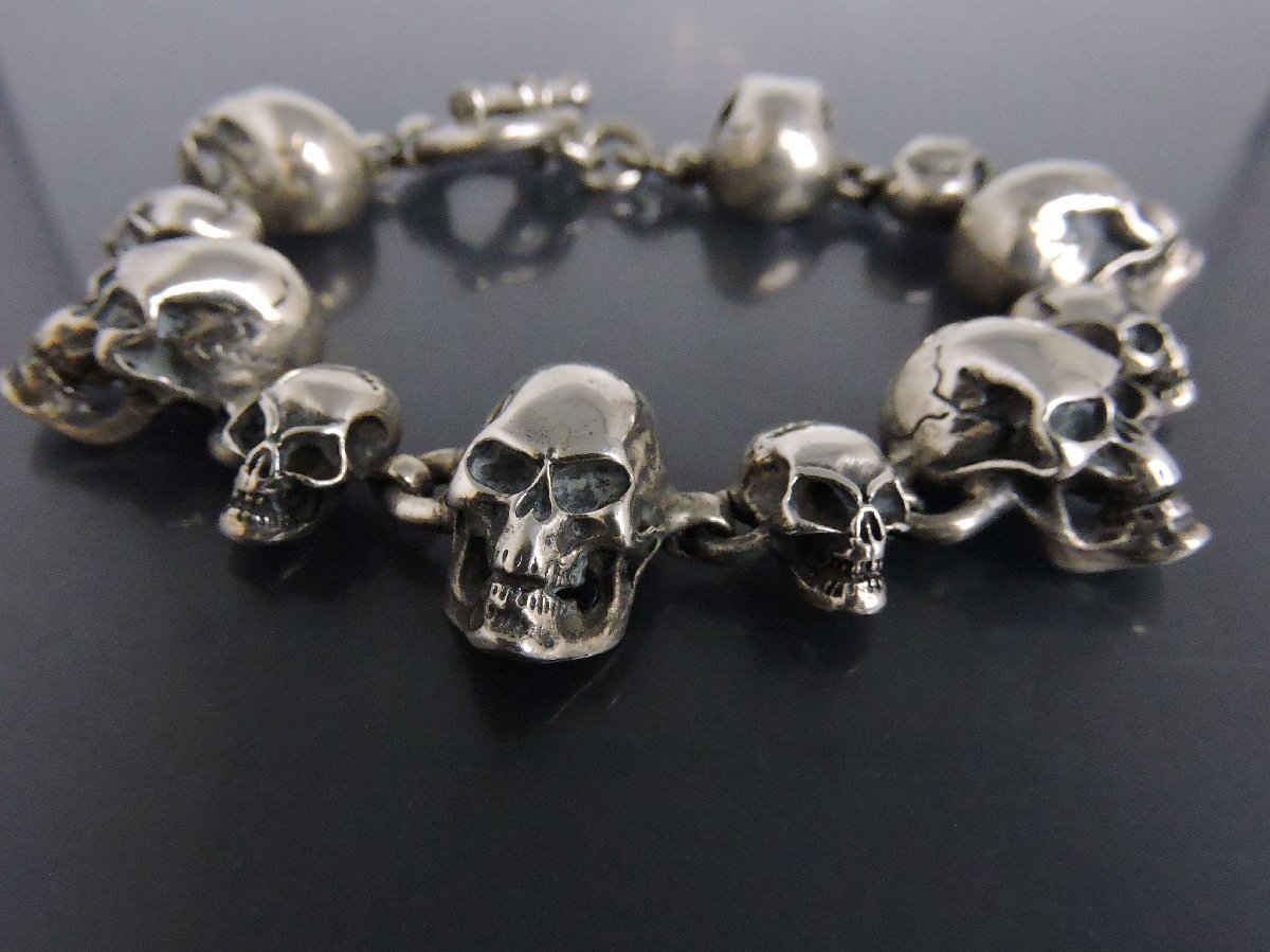 シルバー925 ブレスレット ドクロ スカルヘッド デザインチェーン
